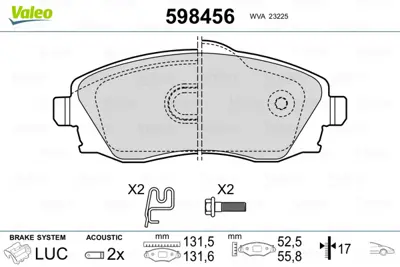 VALEO 598456 On Fren Balatası Corsa C Combo C Merıva A 93370275