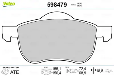 VALEO 598479 On Fren Balatası Volvo S60 01>06  S80 98>06 V70 I Iı 97> Xc70 00>06 8634921