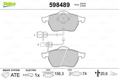 VALEO 598489 On Fren Balatası Takım Sharan 00>10 Galaxy 00>06 Alhambra 96>10 1,9tdı / 2,0ı / 2,8 / 2,3 16v (16 Ja 1M2J2K021BA 7M3698151
