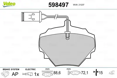 VALEO 598497 Arka Fren Balatası (Tk) Dıscovery 3,5 V8 / 3,5 V8ı / Tdı / Range Rover 2,4 Td / 2,5 Td / 2,5 Tdı / 3 RTC6591 STC9189