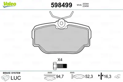 VALEO 598499 Fren Balatası Arka Dıscovery 2 98-04 Range Rover 94-01 Classıc  STC3684