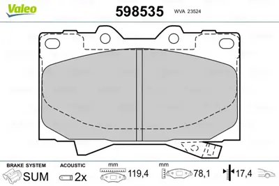VALEO 598535 On Fren Balatası (Tk) Land Crusıer 100 4,2 Td / 4,7ı V8 98 446560340