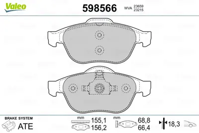 VALEO 598566 On Fren Balatası Laguna Iı 1,6 16v 1,8 16v 1,9 3,0 V6 Megane Iı 05 1,6 1,6v 1,5 2,0 1,9 7701209808