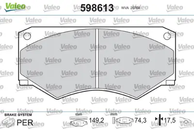 VALEO 598613 Fren Balatası On Sprınter 210>96 Van 207d / 208 / 209d / 210 / 307d / 308 / 309d / 310 / 407d / 409d 291698151A A0044201420