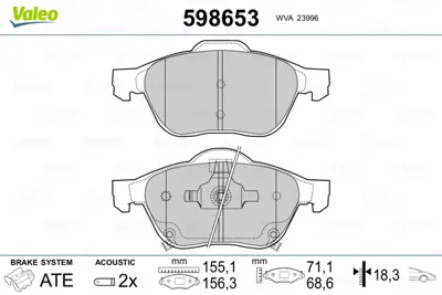 VALEO 598653 On Fren Balatası Avensıs Vvt I 97>00 446505090