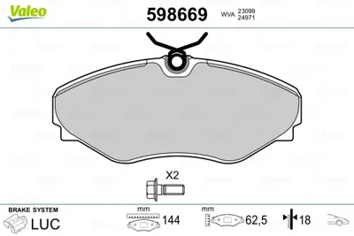 VALEO 598669 On Fren Balatası Vıvaro 1,9dı 1,9dtı 2,0ı 16v 2,5dtı 02>espace Iıı 2,0 2,2dcı 00 02 6025371662