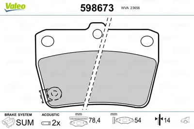 VALEO 598673 Arka Fren Balatası Dısk Rav4 00>05 Tıggo 08>12 446642030
