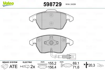 VALEO 598729 On Fren Balatası Alfa Romeo 159 1,8mpı / 1,9jtd 