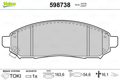 VALEO 598738 On Fren Balatası (Tk) Pathfınder 2,5dcı / 4,0 05 Navara 2,5dcı 05 DA060EB326