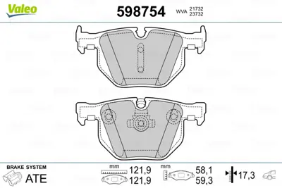 VALEO 598754 Arka Fren Balatası Bmw E60 E61 E63 34216763044
