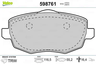 VALEO 598761 Dısk Fren Balatası (On) Lancıa Ypsılon (03 ) 1,2 I, 1,3 Jtd, 1,3 Mjtd, 1,4 I 77365789