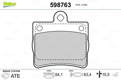 VALEO 598763 Fren Balatası Arka C-Class W202 94>00 A0024205120