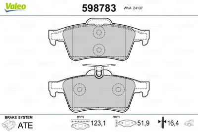 VALEO 598783 Arka Fren Balatası (Tk) Vectra D 05> Megane Iı 02> 2,0ı Laguna Iı 05> 1,6 I / 1,8 I / 1,9 Dcı / 2,0  3M512M008AC 425405 7701207996 93190338 C2P26112 MEAV6J2M008AA