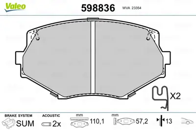 VALEO 598836 On Fren Balatası Mazda Mx-5 2000-2005 Fıslı NOY33328Z