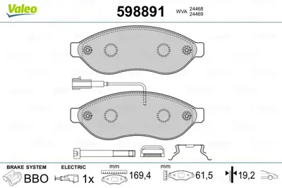 VALEO 598891 On Fren Balatası Ducato Boxer Jumper 2,2hdı 2,2d 100 Multıjet 2,3d 120 3,0d 14q Fıslı 06> 1623842480 77366017