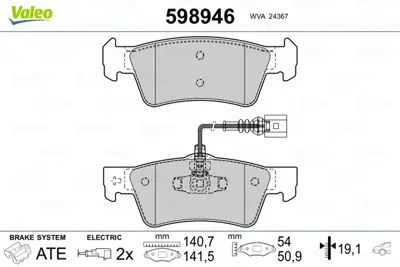 VALEO 598946 Arka Fren Balatası Transporter T5 T6 Caravelle 03>16 (Saseden Kontrol) 7L6698451C