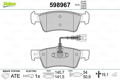 VALEO 598967 Arka Fren Balatası Touareg 7la 2,5r5tdı / 3,0 V6 Tdı / 3,6 V6 Fsı / 4,2 V8 / 5,0 V10 Tdı / 6,0 W12 0 7H8698451