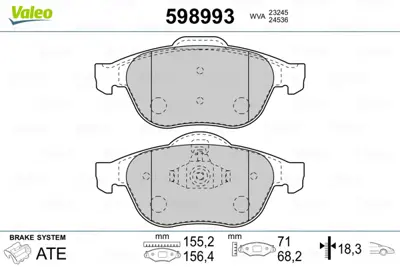 VALEO 598993 On Fren Balatası (Tk) Scenıc Iı 05 1,4ı / 1,5dcı / 1,6ı / 1,6ı Gpl / 1,9dcı / 2,0dcı 2,0ı / 2,0ı Tur 7701209672