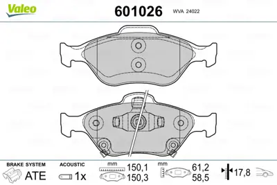 VALEO 601026 On Fren Balatası (Tk) Yarıs Made In France 2005> 1,0vvtı / 1,3vvtı / 1,3vvtı 100 / 1,4d4 D 44650D050 4465YZZDS