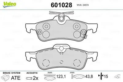 VALEO 601028 Arka Fren Balatası (Tk) Yarıs Made In France 2005> 1,0vvtı / 1,3vvtı / 1,3vvtı 100 / 1,4d4 D 44660D010 4466YZZE6