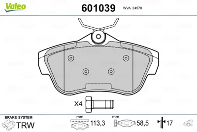 VALEO 601039 Arka Fren Balatası (Tk) Scudo Expert Jumpy 07> 1,6hdı / 1,2t / 2,0hdı / 2,0ı Dıspatch 07> 1,6hdı 1,2 425497 9467549087 SU001A1065