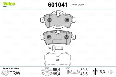 VALEO 601041 Arka Fren Balatası Mını R56 34216778327