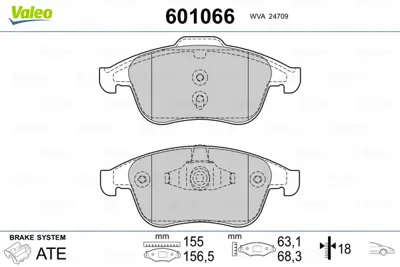 VALEO 601066 On Fren Balatası (Tk) Laguna Iıı 07> 2,0 16v / 2,0 Dcı 410607585R