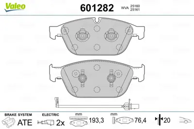 VALEO 601282 On Fren Balatası A8 / Quattro 10>17 Q5 13>17 8R0698151R