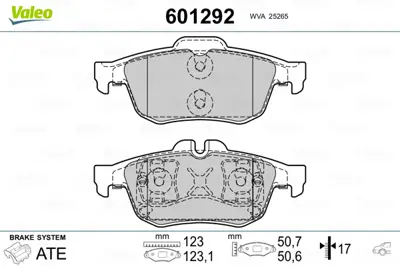 VALEO 601292 Dısk Fren Balatası (Arka) Renault Latıtude 440608281R