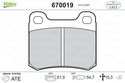 VALEO 670019 Arka Balata Mercedes W202 C180 C200 C220 93-00 S202 W124 86-93 S124 C124 W126 W201 A0024205120