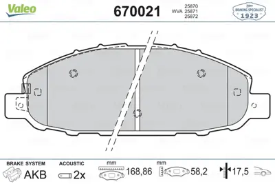 VALEO 670021 Balata Ön Disk Nıssan Urvan-Caravan 2.5-2.7 00 