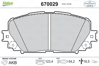 VALEO 670029 On Fren Balatası Yarıs 1,0vvt I / 1,8vvtı 01 / 06> Abs Lı Araclar Icın Japonya Uretımı 446552270