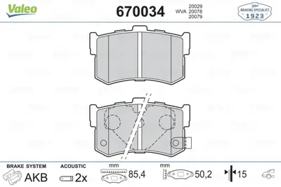 VALEO 670034 Arka Balata Sonata 96-98 43022SG9000 5830234A00