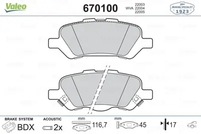 VALEO 670100 Arka Balata Toyota Venza 08 