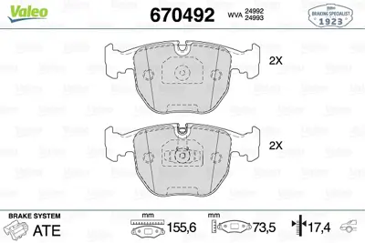 VALEO 670492 Arka Disk Fren Balatası Bmw 760i 6.0 07/12 34216799797