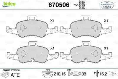 VALEO 670506 Fren Balatası On Tt 15> 8S0698151B