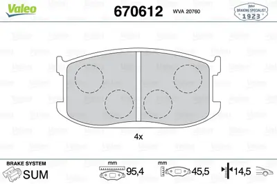 VALEO 670612 Dısk Fren Balatası (Ön) Mazda 323 1.1/1.3/1.5 08/80-12/85 B0Y53328Z9A
