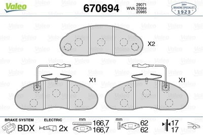 VALEO 670694 Ön Disk Fren Balatası Renault Master 2.0d/2.4d/2.5d 08/80 - 01/01 