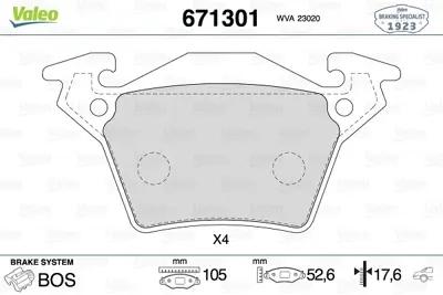 VALEO 671301 Arka Balata Mercedes Vito 96-7.03 A0004214210