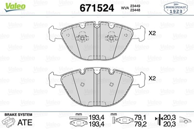 VALEO 671524 Fren Balatası On Bmw X5 E53 00>06 34116761282