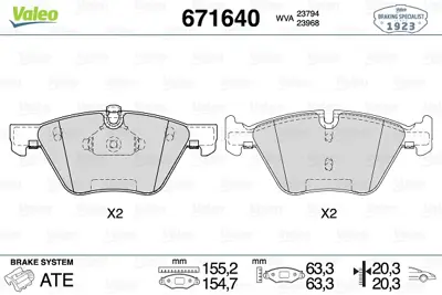 VALEO 671640 Fren Balatası On Bmw E60 E90 E84 34116799166