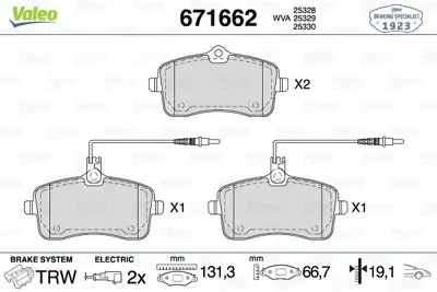VALEO 671662 Dısk Fren Balatası (Ön) Peugeot 407 2.0d 06/09> Peugeot 407 Sw 2.0d 06/09> 425478