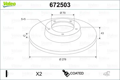 VALEO 672503 Arka Fren Aynası Alfa 159 1.9jtdm 16v-1.9 Jtdm 8v-1.9jts-2.2jts 05 Alfa 159 Sw 06 Brera 278mm 