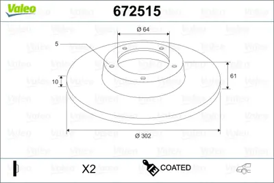 VALEO 672515 Fren Dıskı (Arka) (X2) Honda Cr-V Iı (Rd_) 2.0 (Rd4) ; Honda Cr-V Iı (Rd_) 2.2 Ctdi (Rd9) ; Honda Cr 42510T1GG01