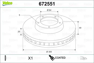 VALEO 672551 Fren Diski Ön Ford C-Max-Focus Iıı Fren Diski Binek 1825134 31471819