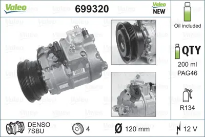 VALEO 699320 Klıma Kompresoru Bmw M51 D25 E38 96<01 E39 97>04 64528385920