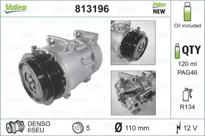 VALEO 813196 Klıma Kompresoru A-Class W169 04>12 B-Class W245 05>11 A0022304711