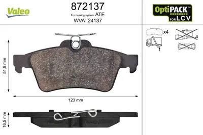 VALEO 872137 Arka Fren Balatası Laguna Iı Iıı Vectra C C Max Focus Iı 04 /> Focus Iı C Max (03 07) Connect 1,8tdc 20397