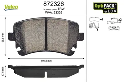 VALEO 872326 Arka Balata Transporter T5 T6 04 Gdb1557 Lcv 7H0698451B
