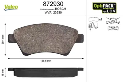 VALEO 872930 On Fren Balatası Megane Iı Scenıc Iı 1,4 / 1,5dcı / 1,6 / 1,9dcı / 2,0 Kangoo 1,9dcı 01> 7701209444